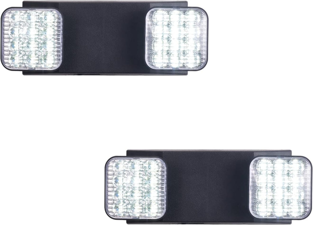 TANLUX LED Emergency Lights with Battery Backup, Two Head Adjustable Commercial Emergency Lights, UL Listed, AC 120/277V, Hardwired Emergency Exit Light Fixtures for Business - 2 Pack(Black)