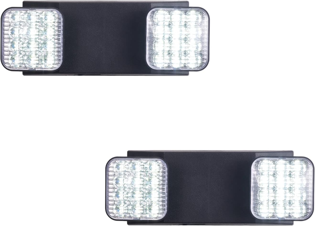 TANLUX LED Emergency Lights with Battery Backup, Two Head Adjustable Commercial Emergency Lights, UL Listed, AC 120/277V, Hardwired Emergency Exit Light Fixtures for Business - 2 Pack(Black)