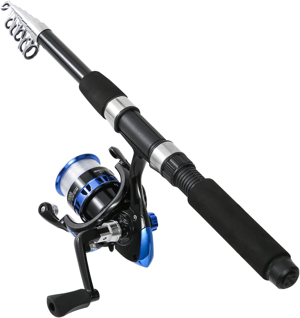 Tripquips Fishing Rod, 6.9ft Telescopic Fishing Rod and Reel Combo with Fishing Pliers and Lip Gripper Fishing Equipment, 5.2:1 Pre-Loaded Spinning Reel Combo Set Fishing Pole