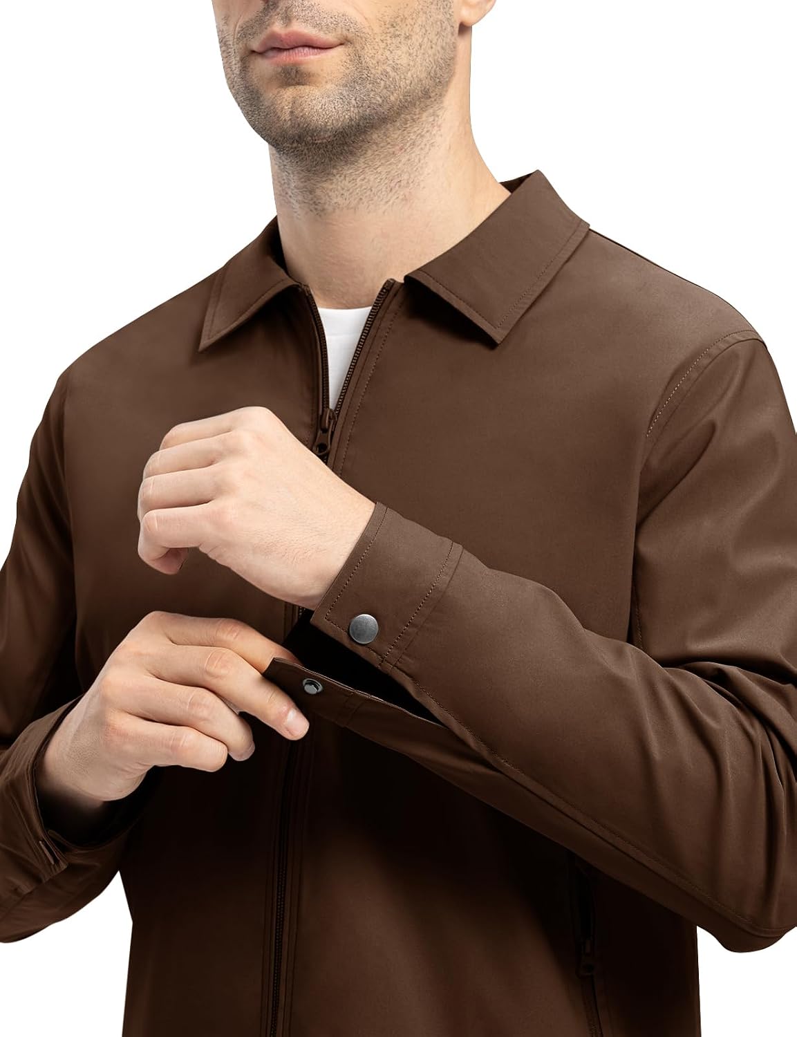 TBMPOY Mens Lightweight Jackets Light Windbreaker Full Zip Casual Work Jacket Golf Business Fall Track Coat with Pockets