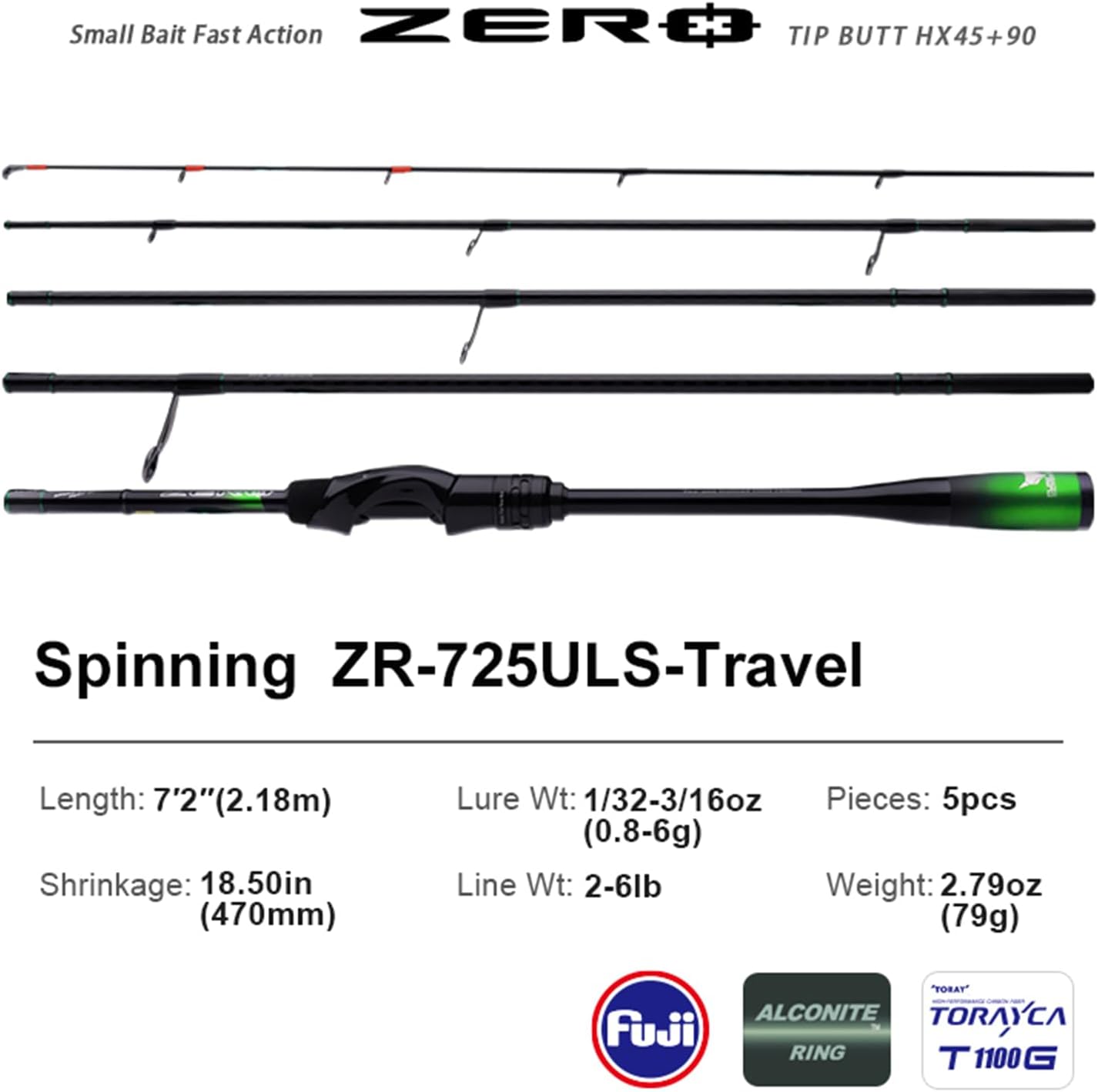 PURELURE Zero Ultralight Fishing Rod Solid Tip Spinning Casting Rod 2pc/5pc