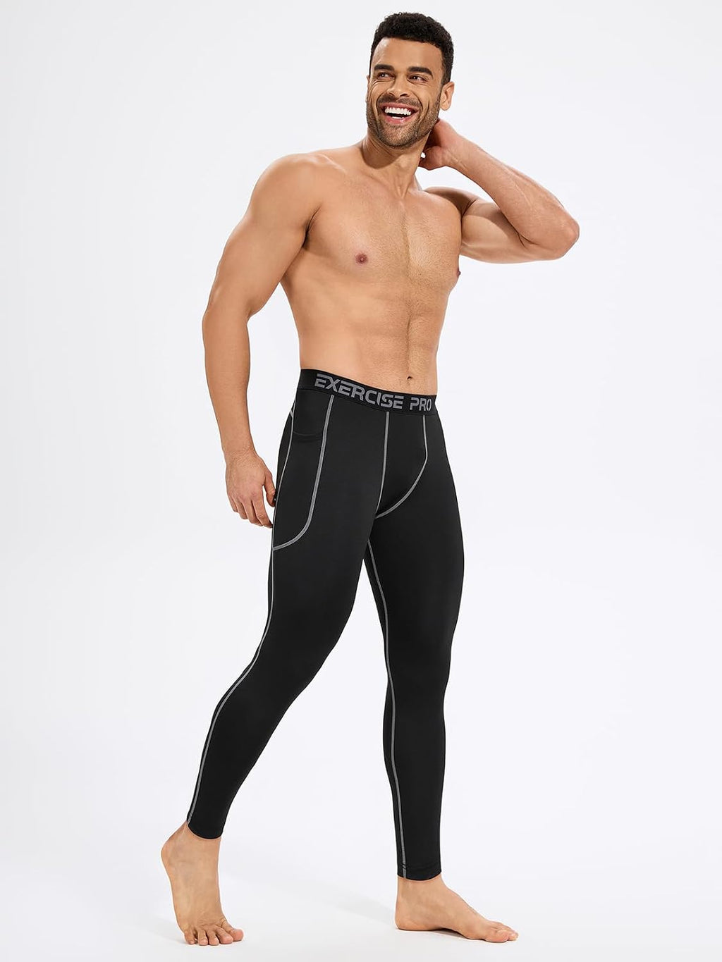 4 Pack Men’s Compression Pants Running Tights Workout Leggings for Men Athletic Base Layer Bottoms with Pockets
