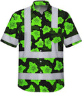 High Visibility Hawaiian Shirt for Men Tropical Shirts Custom Name Floral Outfit Reflective Safety Workwear