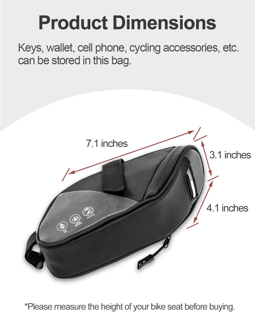 Bike Seat Bag, Water Resistant Bicycle Saddle Bag Under Seat, Cycling Seat Pack for Mountain Road Bikes and Commuter, 1L