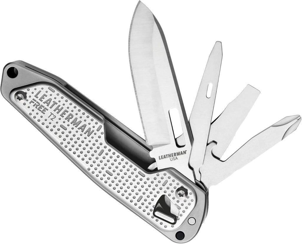 LEATHERMAN, FREE T2 Multitool and EDC Pocket Knife with Magnetic Locking and One Hand Accessible Tools, Made in the USA