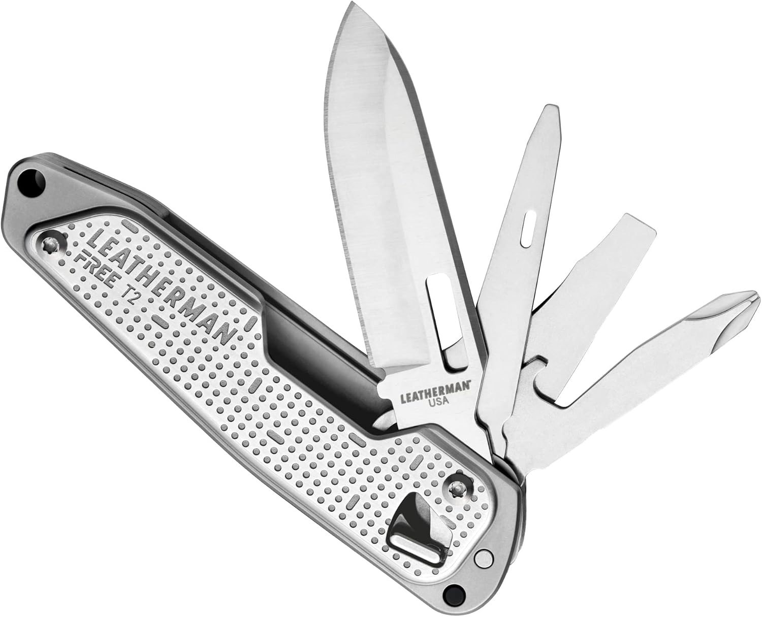 LEATHERMAN, FREE T2 Multitool and EDC Pocket Knife with Magnetic Locking and One Hand Accessible Tools, Made in the USA