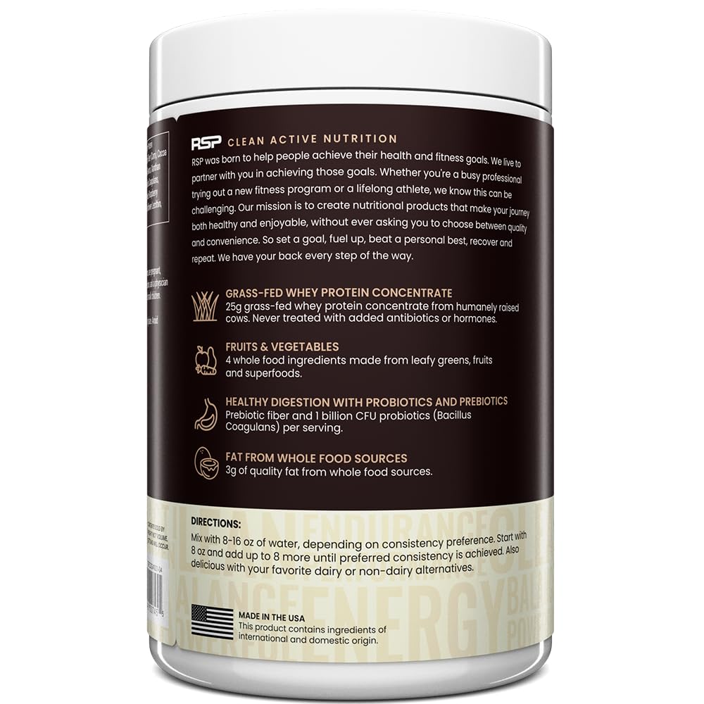 TrueFit Grass-Fed Whey Protein Powder with Fiber for Meal Replacement Shake