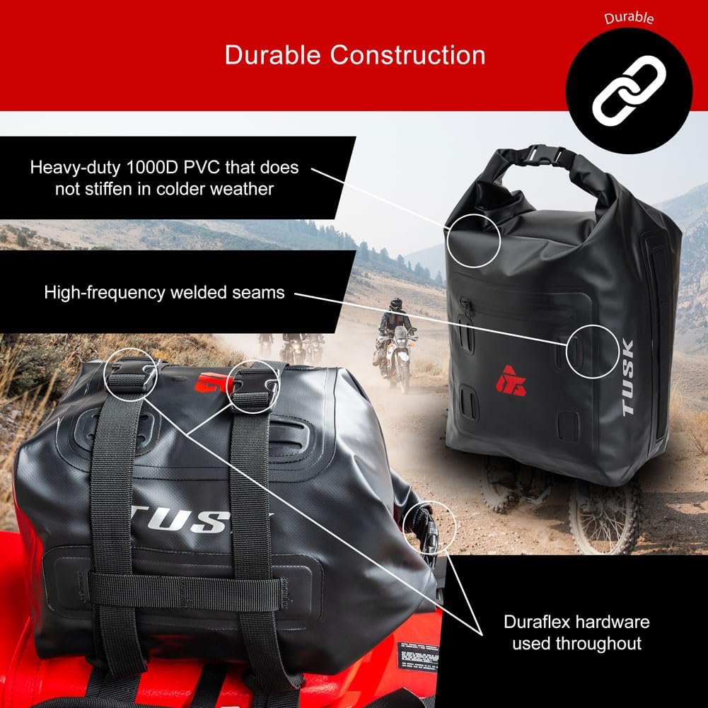 TUSK Dry Duffel Bag X-Small (10 Liters) - Waterproof Top Load Travel and Riding Gear Storage