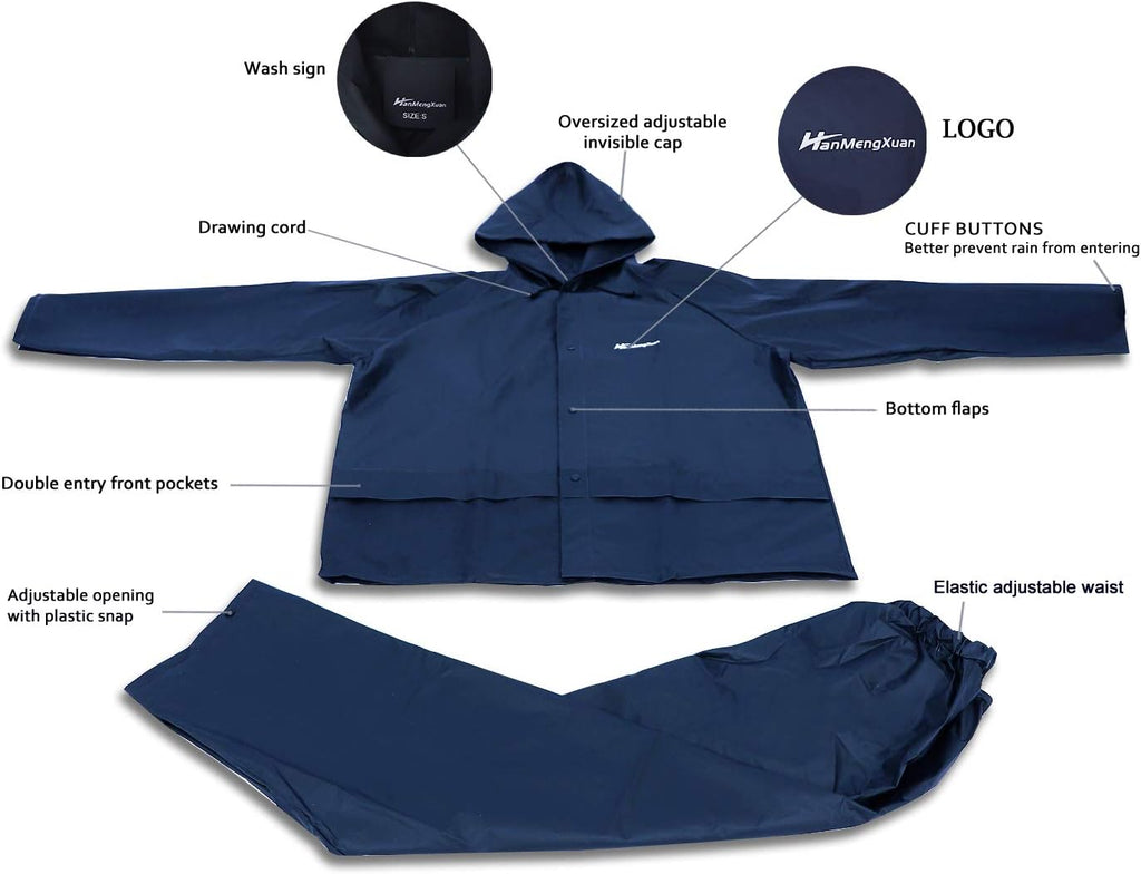 Rain Suits for Men Ultra-Lite Waterproof Protective Rain coats Rain Gear Workwear Fits Men Women