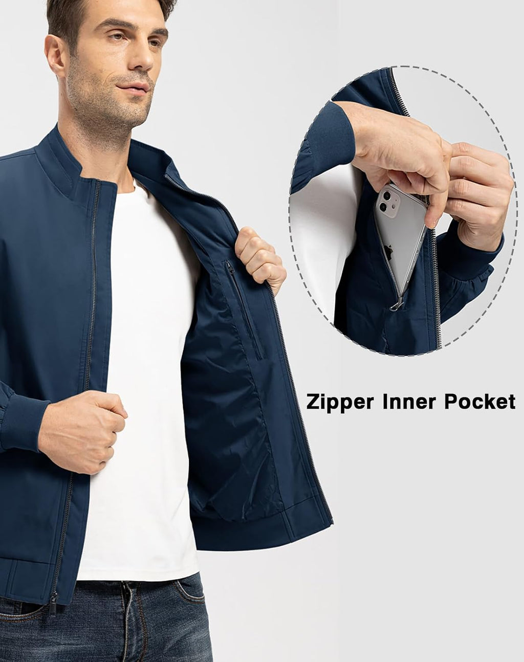 TBMPOY Men's Lightweight Jackets Casual Windbreaker Stylish Light Fall Spring Golf Work Dress Business
