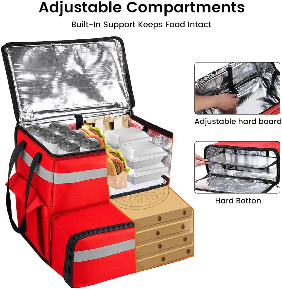Insulated Food Delivery Backpack with Cup Holders, Expandable Bag