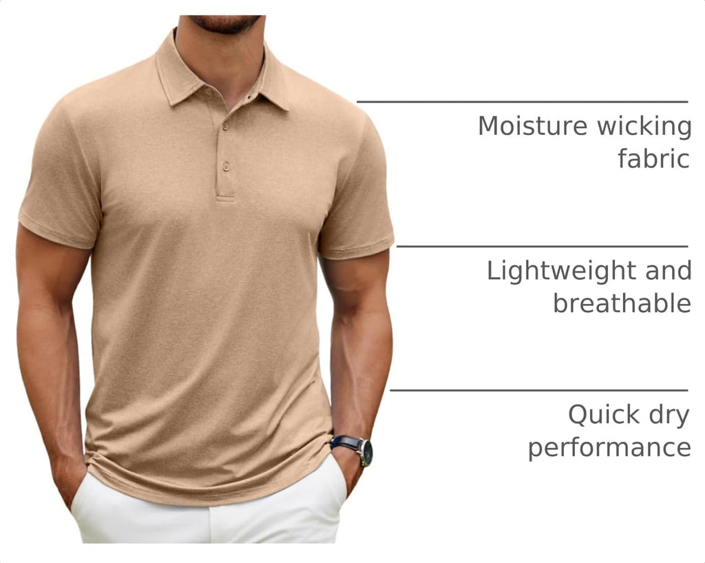 COOFANDY Men's Polo Shirt Golf Quick Dry Performance Short Sleeve Moisture Wicking Athletic Polo Collared Tennis T-Shirt