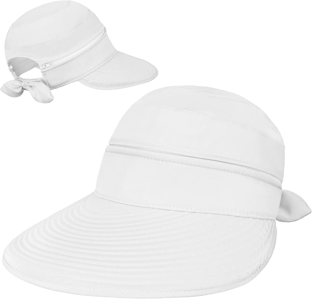 SUN CUBE Womens Sun Hat UV Protection Wide Brim Zip-Off Golf Visor