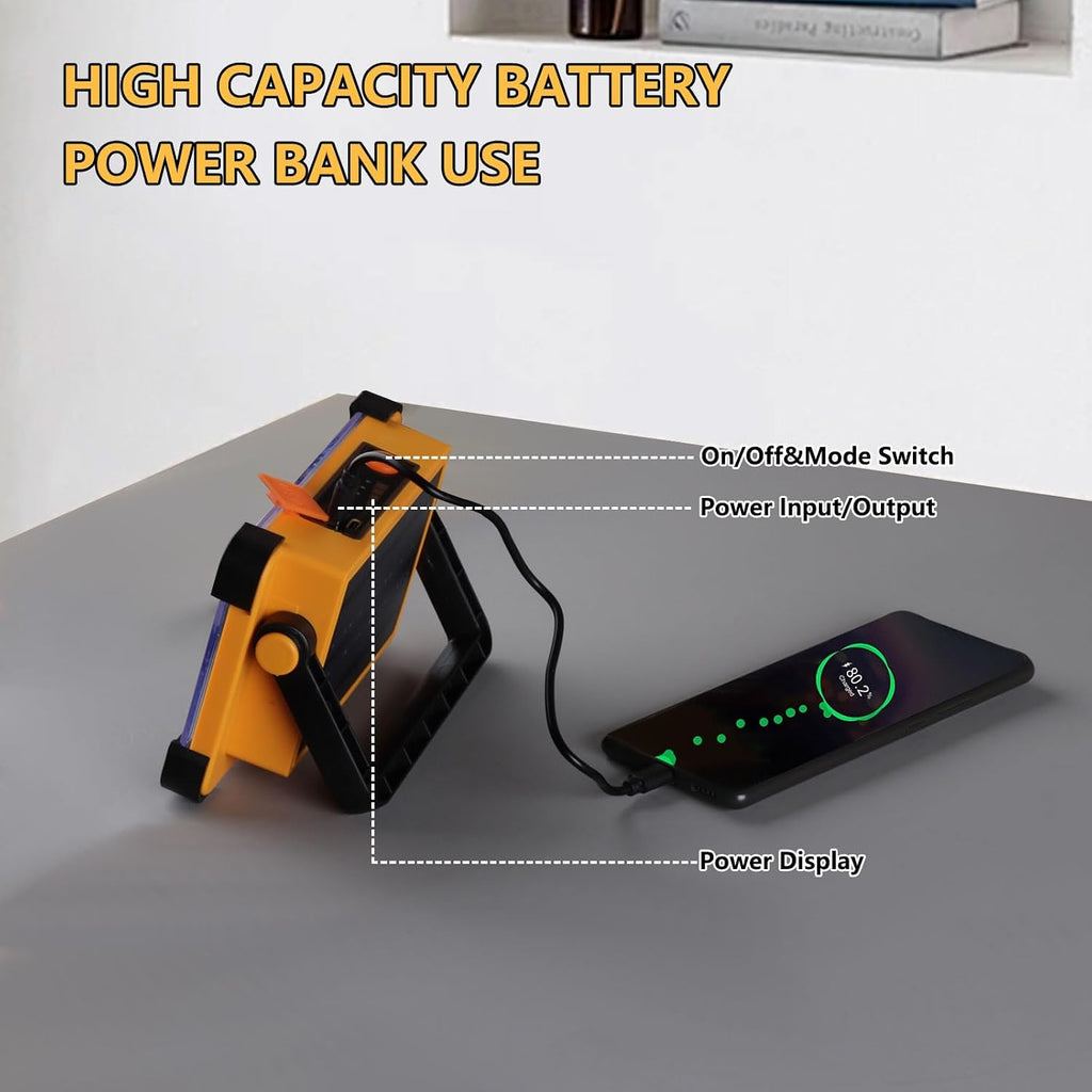 YXQUA 120W Solar Rechargeable Work Light, 144 LED 10000LM, IP65