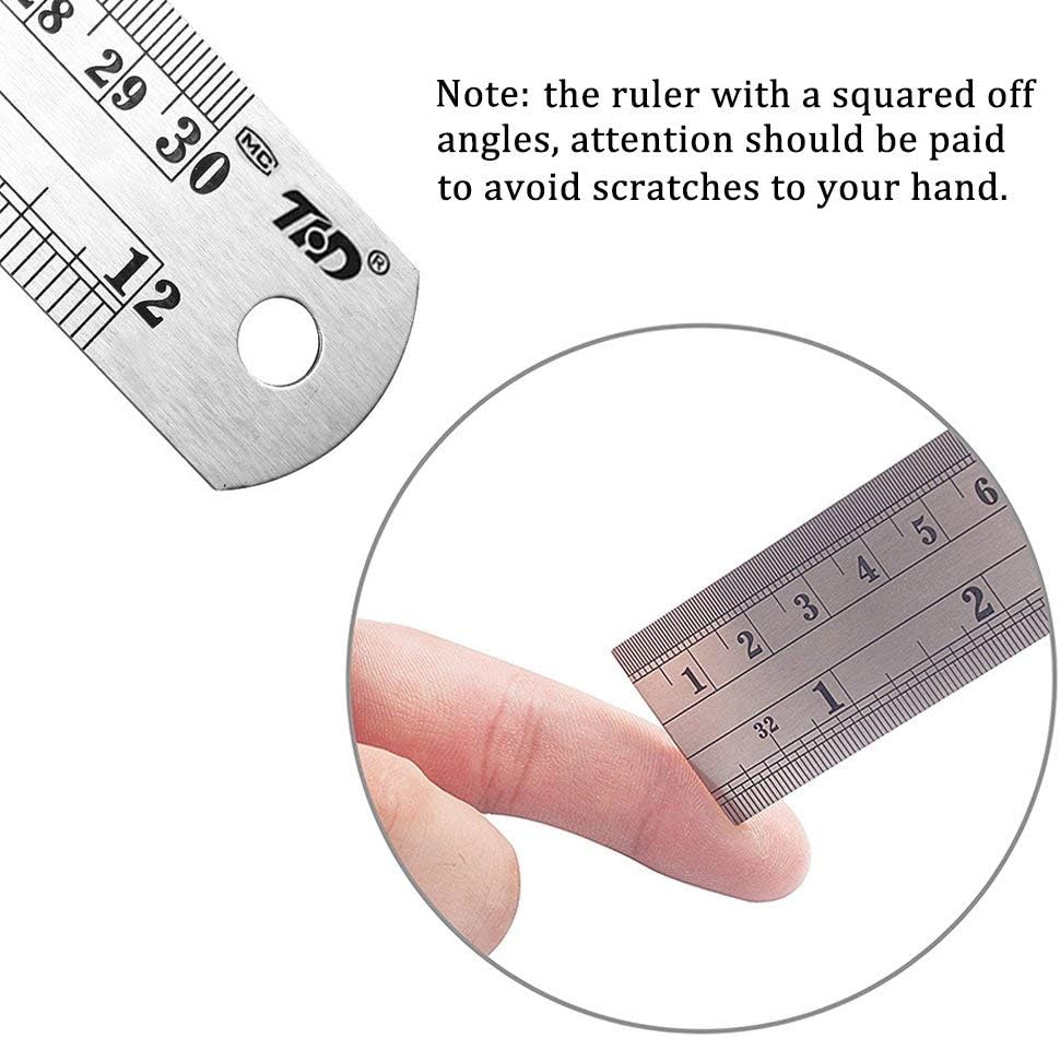 ZZTX Metal Ruler 12 Inches Stainless Steel 12 Pack