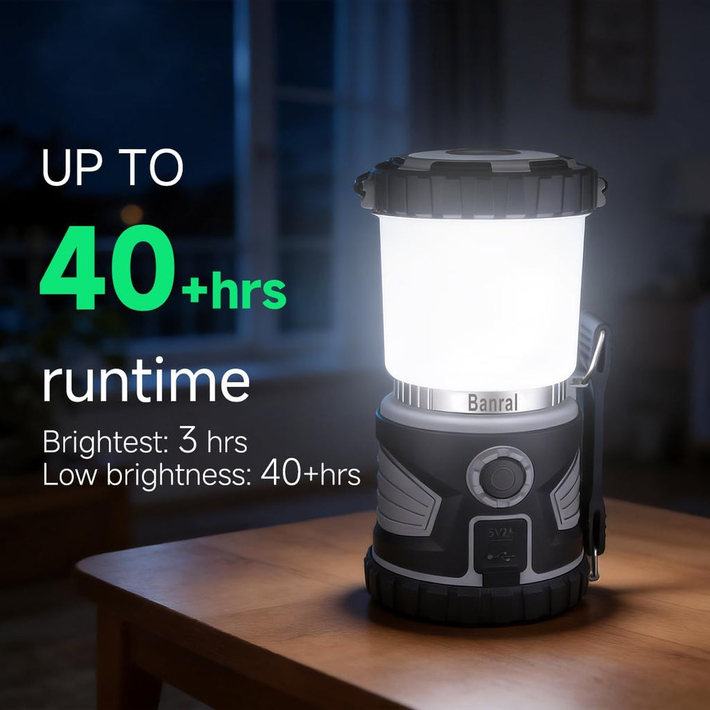 Camping Lantern Rechargeable, LED Flashlight Spotlight Lantern with 8 Light Modes, 6000 mAh, Up to 40H, Dimmable, 2000LM, IPX6, Storage Base, Camping Light for Power Outages Camping Hiking Emergency