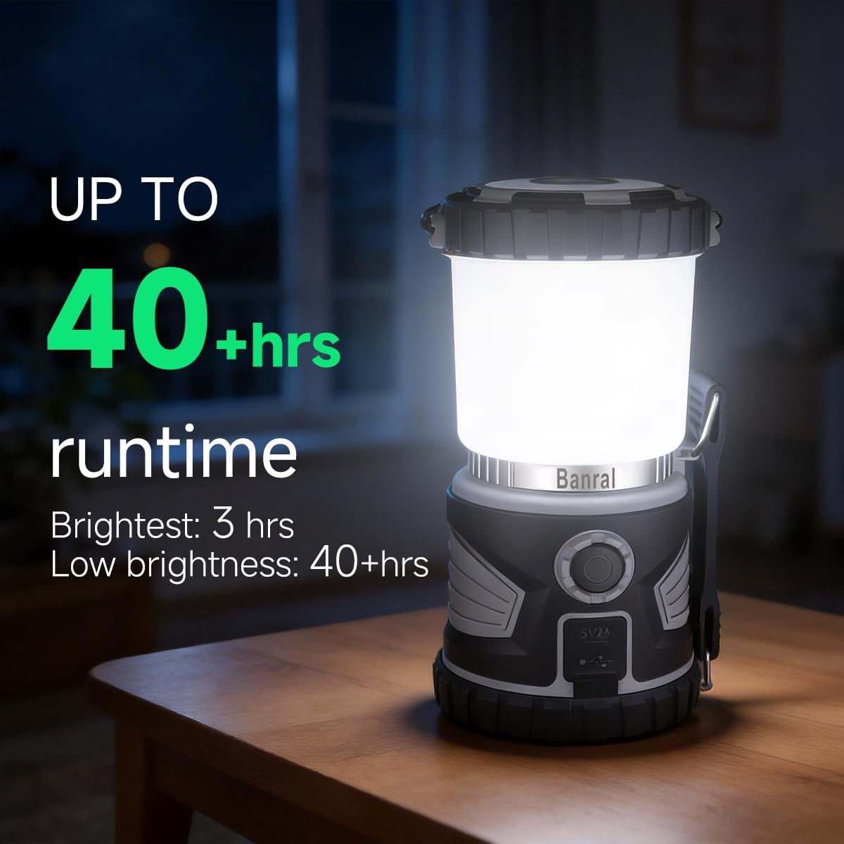 Camping Lantern Rechargeable, LED Flashlight Spotlight Lantern with 8 Light Modes, 6000 mAh, Up to 40H, Dimmable, 2000LM, IPX6, Storage Base, Camping Light for Power Outages Camping Hiking Emergency