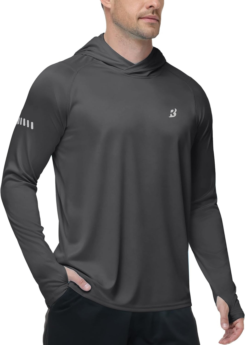 Roadbox Men's UPF 50+ Sun Hoodie, UV Long Sleeve Fishing Shirts Rash Guard