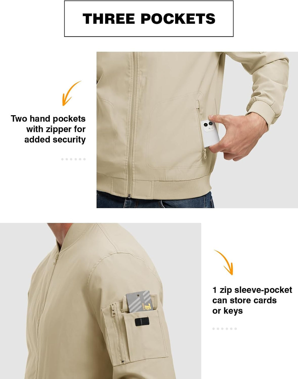 TBMPOY Men's Lightweight Jackets Casual Dress Golf Bomber Windbreaker Fall