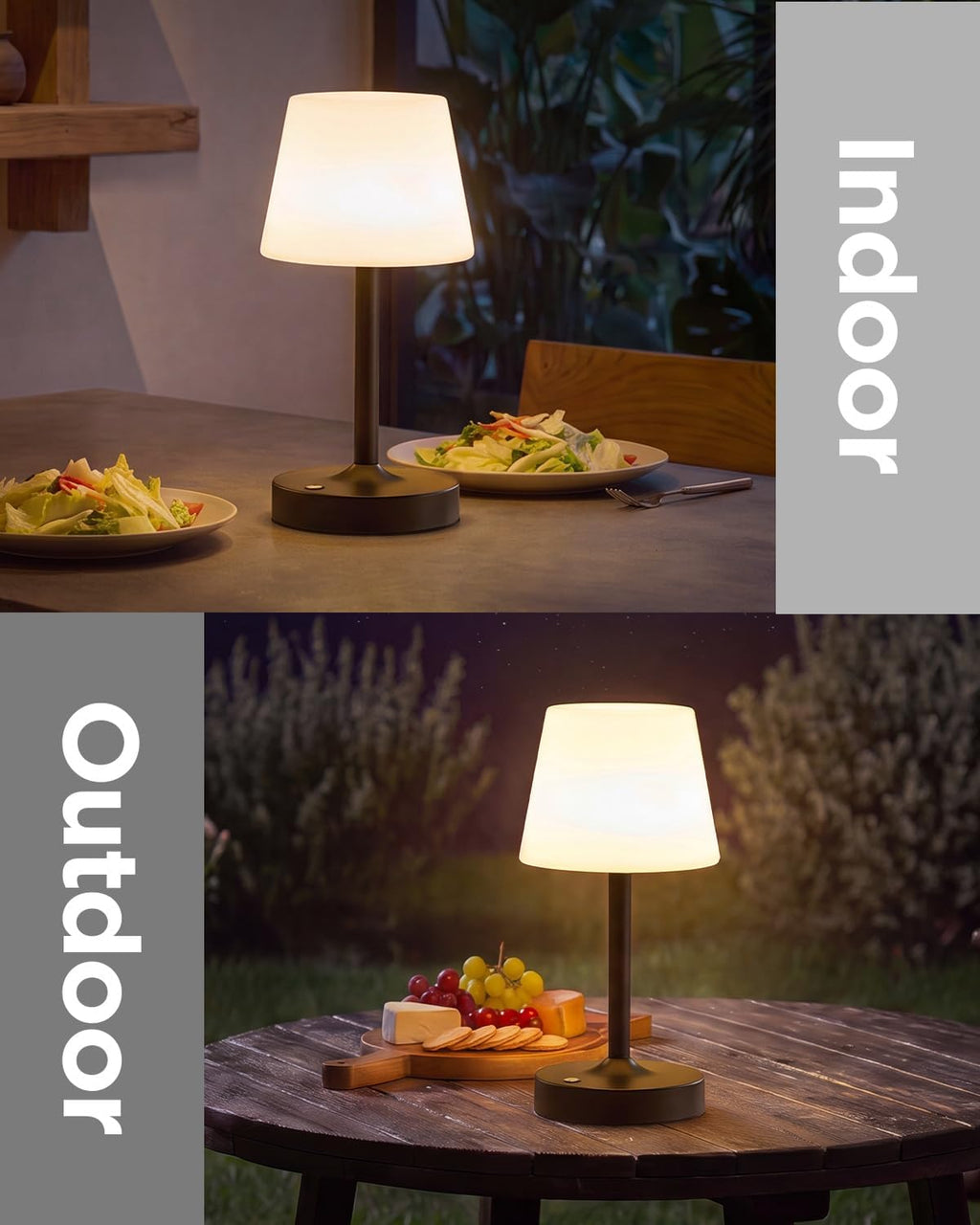 IP65 Waterproof Rechargeable Shower Lamp, Cordless Bathroom Touch Lamps