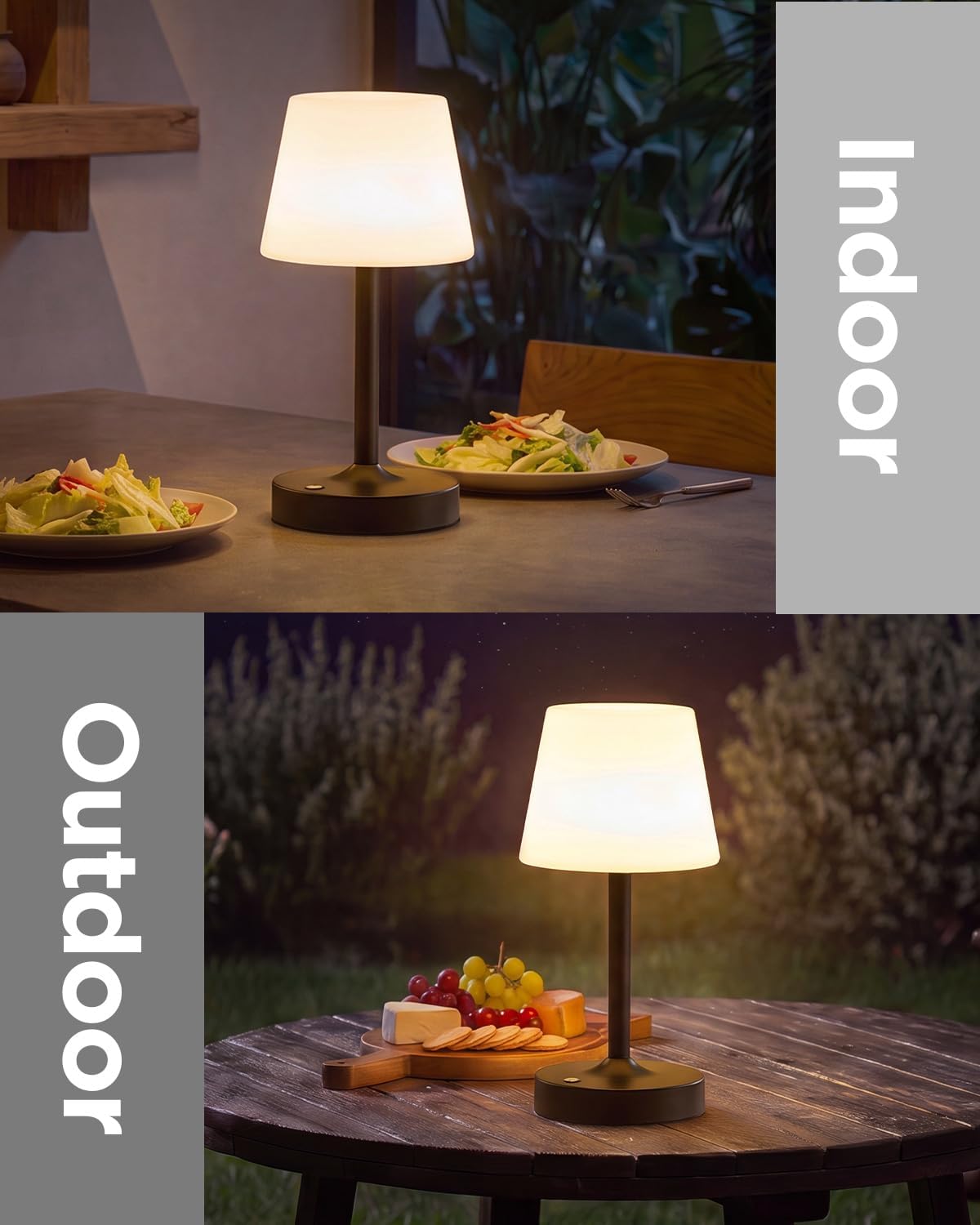 IP65 Waterproof Rechargeable Shower Lamp, Cordless Bathroom Touch Lamps
