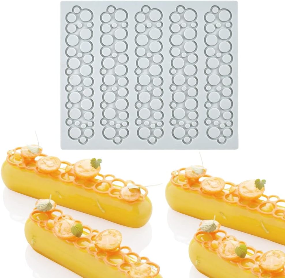 Hollow Leaf Silicone Molds Lover Heart Chocolate Molds Geometry 3D Silicone Mould Chocolate Candy Leaf Mold Sugar Craft Cake Decoration Cupcake Top (D_Circle_6.2 * 5.16 * 0.12inch)