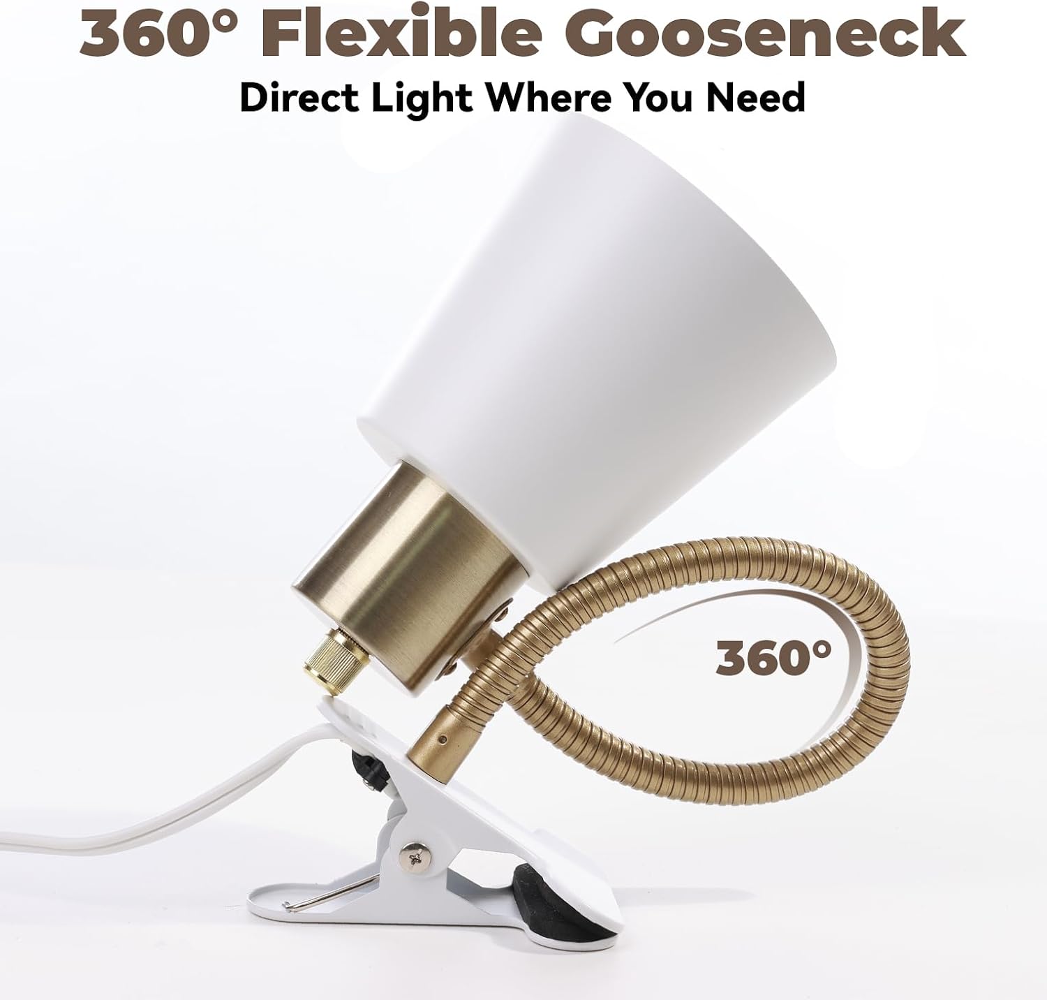 LALISU Desk lamp Eye-Caring Table Lamps 360°Rotation Gooseneck Clip on Lamp