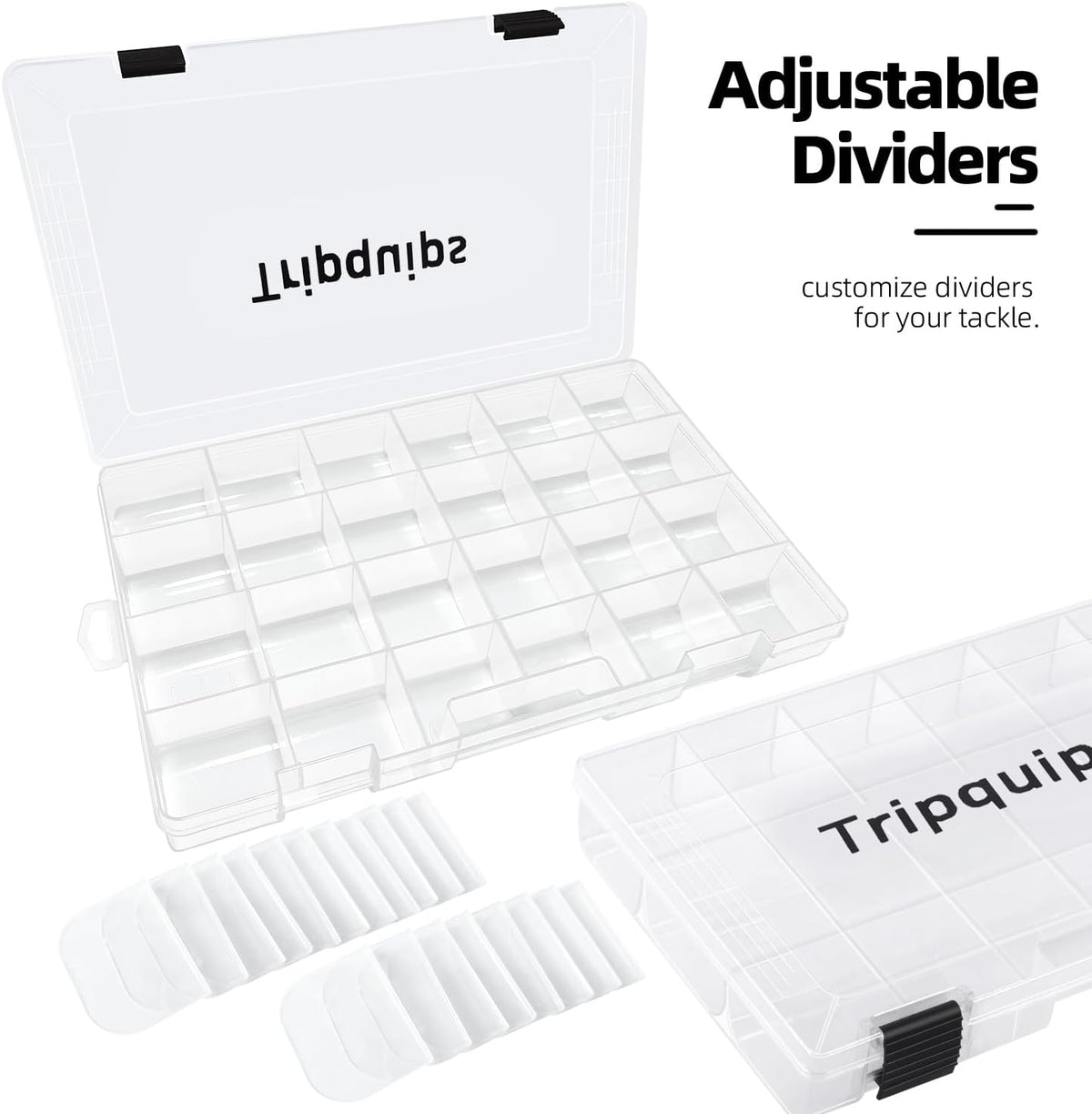 Tripquips 3600 Tackle Trays, Plastic Storage Organizer Box with Removable Dividers - Tackle Boxes - Fishing Tackle Storage - 3700 Tackle Trays - 2 Packs/4 Packs Box Organizer
