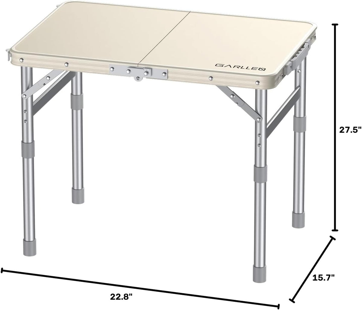 GARLLEN Folding Camping Table with Waterproof Tabletop, 3 Height Max 27.5"