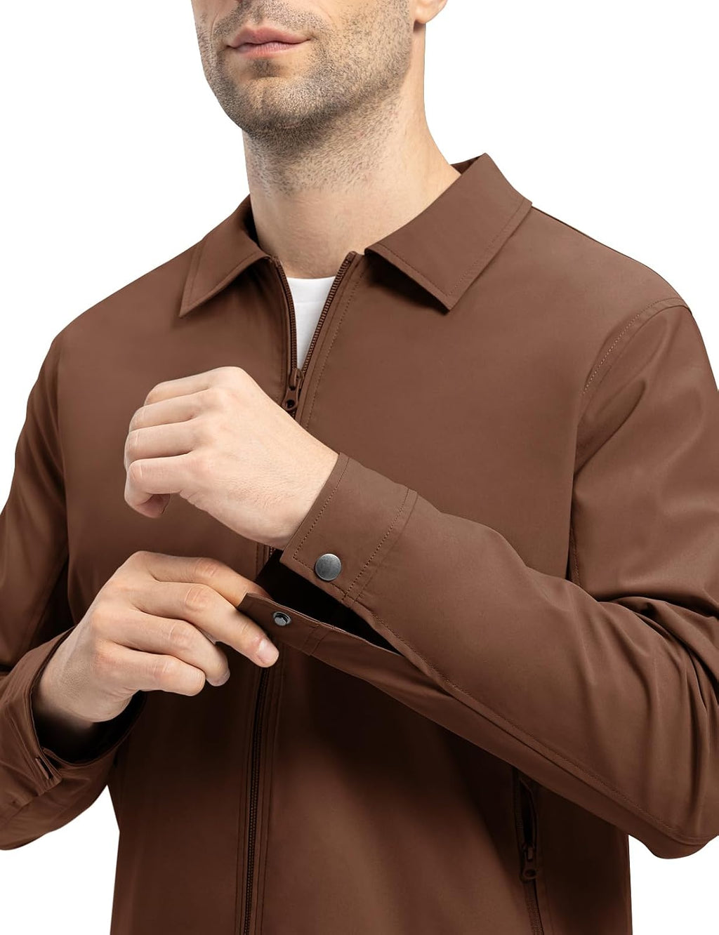 TBMPOY Mens Lightweight Jackets Light Windbreaker Full Zip Casual Work Jacket Golf Business Fall Track Coat with Pockets