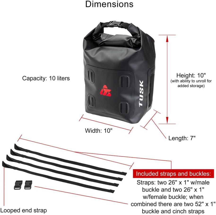 TUSK Dry Duffel Bag X-Small (10 Liters) - Waterproof Top Load Travel and Riding Gear Storage