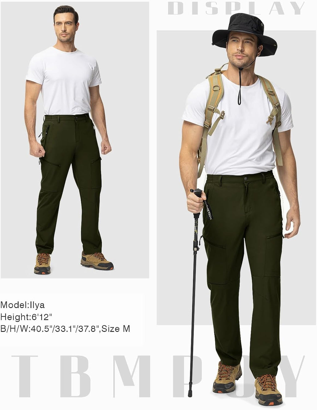 TBMPOY Mens Hiking Pants Lightweight Water Resistant Travel Outdoor Fishing