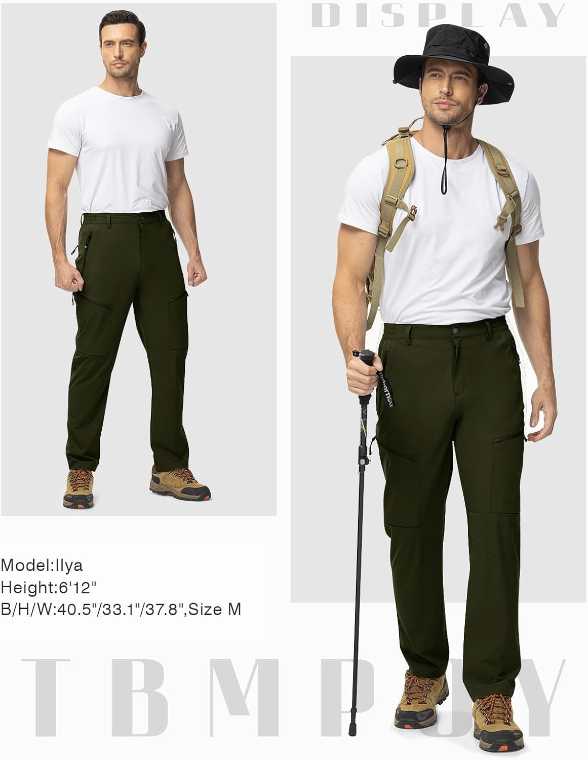 TBMPOY Mens Hiking Pants Lightweight Water Resistant Travel Outdoor Fishing