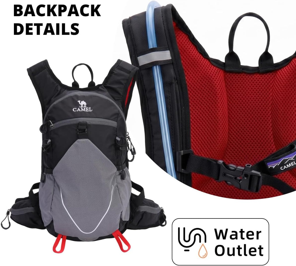CAMEL Small Hiking Backpack for Women Men Lightweight Travel Daypack Cycling Bag Water Resistant Sports Backpacks
