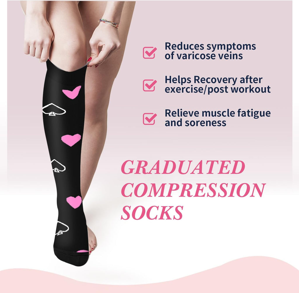 Sooverki Compression Socks for Women & Men 6 Pairs is Best Supportive Knee High Stockings for Circulation, Travel, Nurses