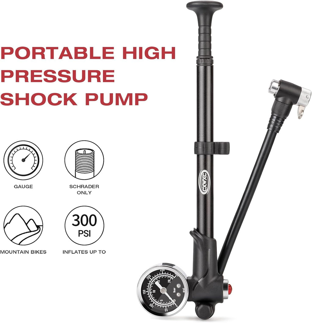 CXWXC Shock Pump for Mountain Bike- High Pressure Suspension Pump 300PSI