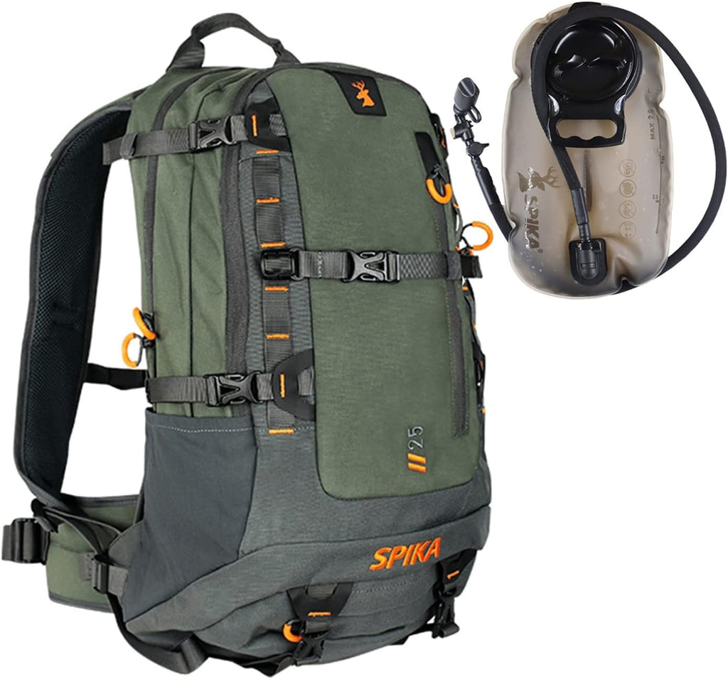 SPIKA Camo and Green Hunting Backpack Tactical Military Bags Waterproof Daypack for 25L Capacity Removable Hip Belt