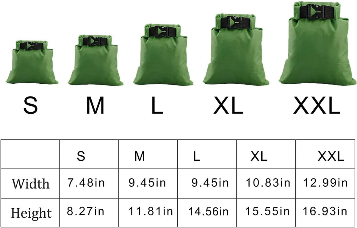 Pimoys 5 Pack Waterproof Dry Sacks, Lightweight Outdoor Dry Bags Ultimate Dry Bags for Kayaking Rafting Boating Camping (1.5L, 2.5L, 3.5L, 4.5L, 6L)