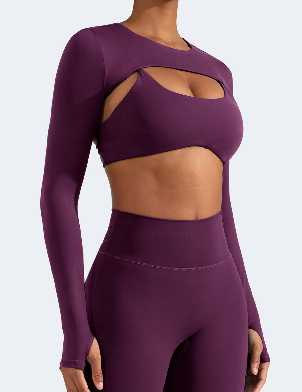 YEOREO Women Crop Top Long Sleeve Bolero Open Front Workout Cropped Shirts Sports Shrug