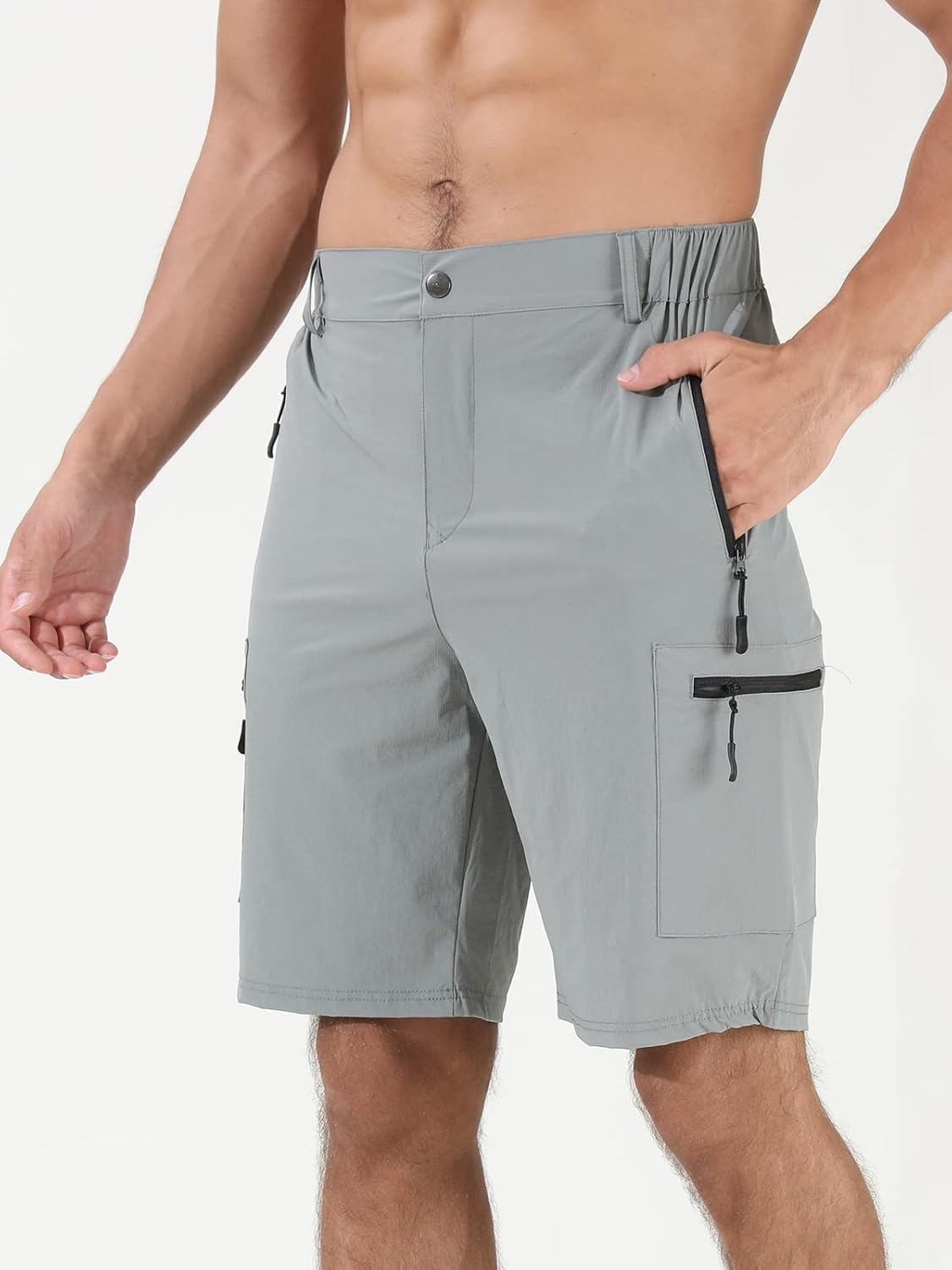 Suwangi Mens Hiking Cargo Shorts Casual Travel Tactical Short for Men | Lightweight，Breathable, Quick Dry，Water Resistant，Outdoor Shorts，Trip，Golf，Camping, Fishing Shorts with 5 Zipper Pockets