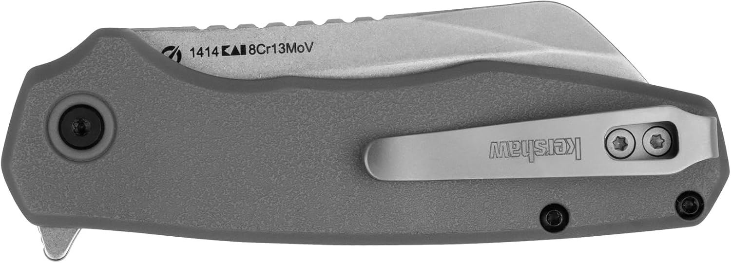 Kershaw Wharf Pocket Knife, Gray, 2.8 Inch Cleaver Blade
