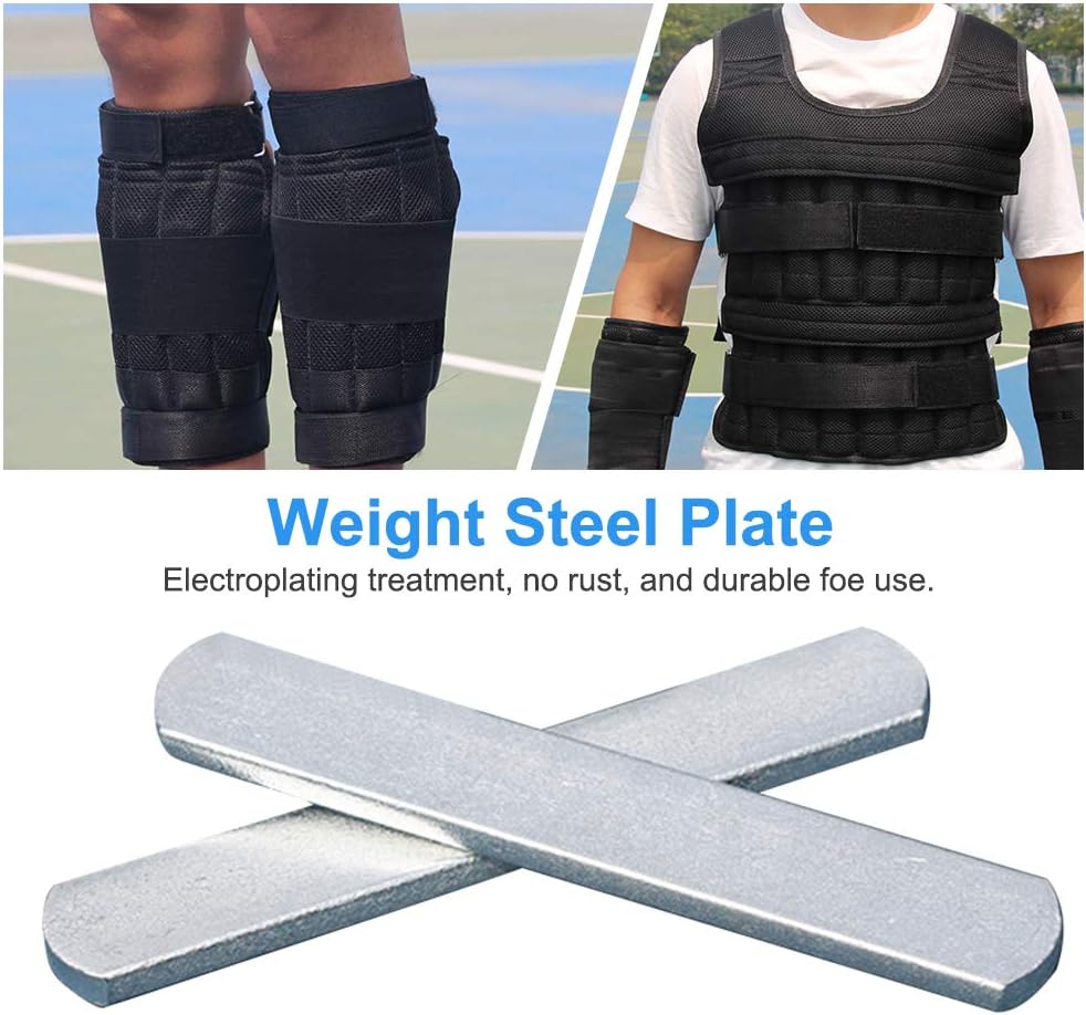 PXRJE Weighted Vest Steel Plates Adjustable Rustproof Strength Training Weight Long Steel Plate w/Round Head for Loading Leg Guards Weighted Vest