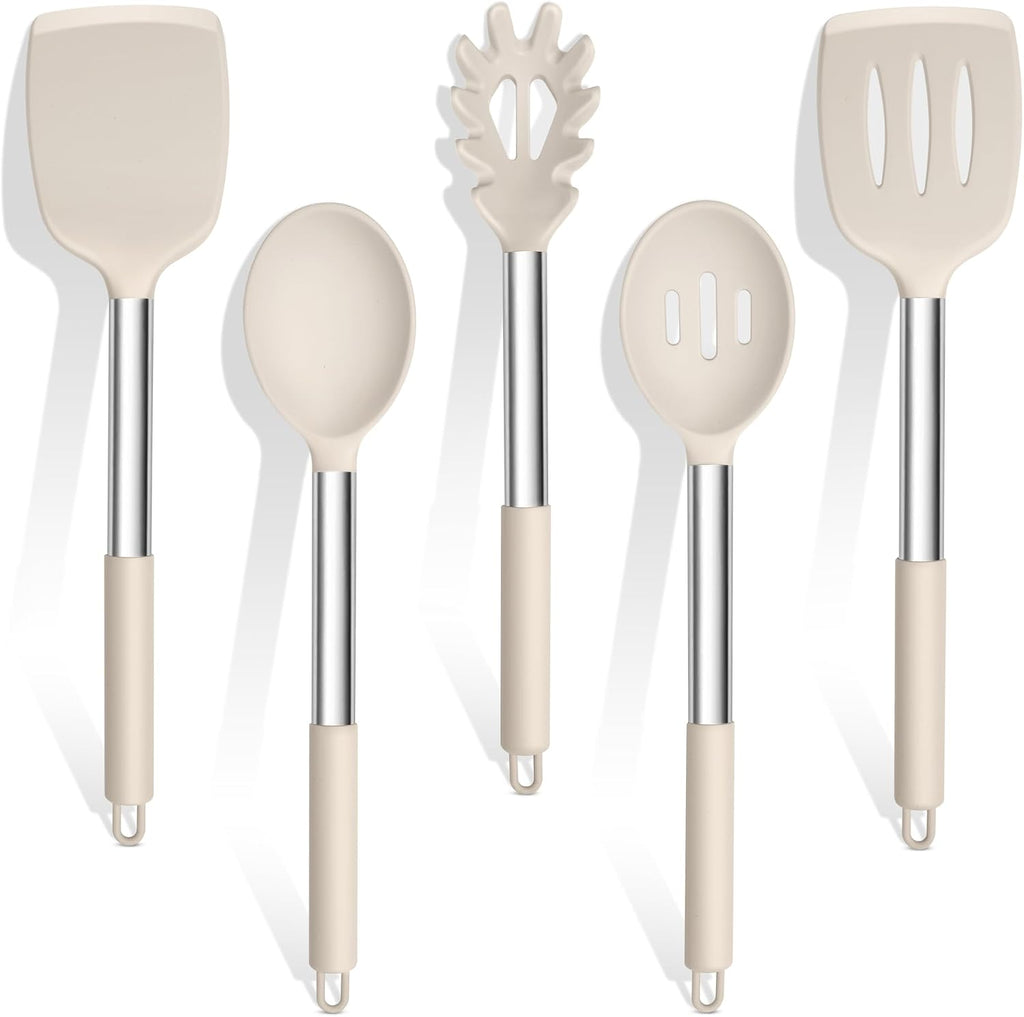 TeamFar Silicone Cooking Utensils Set, 5 PCS Heat-Proof Kitchen Utensils