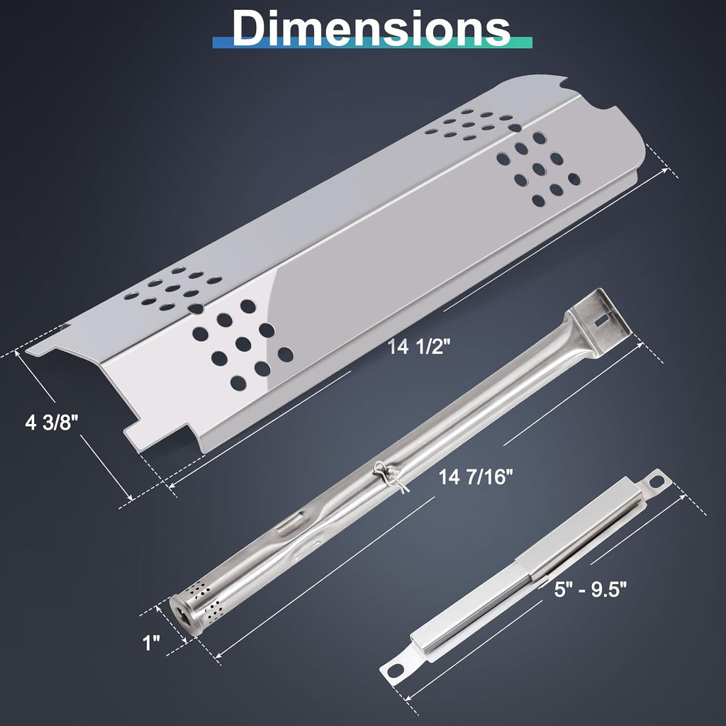 Hiorucet Grill Grate Replacement Parts for Charbroil Gas2Coal 463340516, 463370516, 463370519, Grid Cooking Grates, Heat Plate, Burner, Crossover Tube, Igniter for Char Broil Gas 2 Coal Grill Parts.