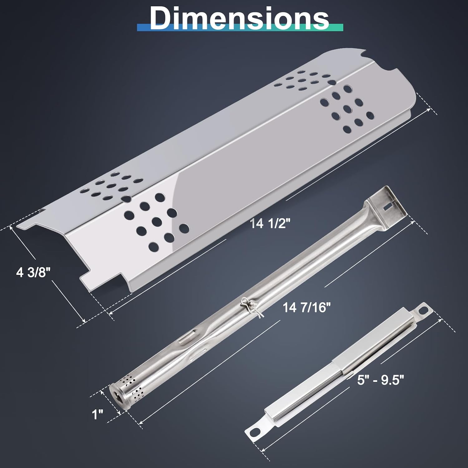 Hiorucet Grill Grate Replacement Parts for Charbroil Gas2Coal 463340516, 463370516, 463370519, Grid Cooking Grates, Heat Plate, Burner, Crossover Tube, Igniter for Char Broil Gas 2 Coal Grill Parts.