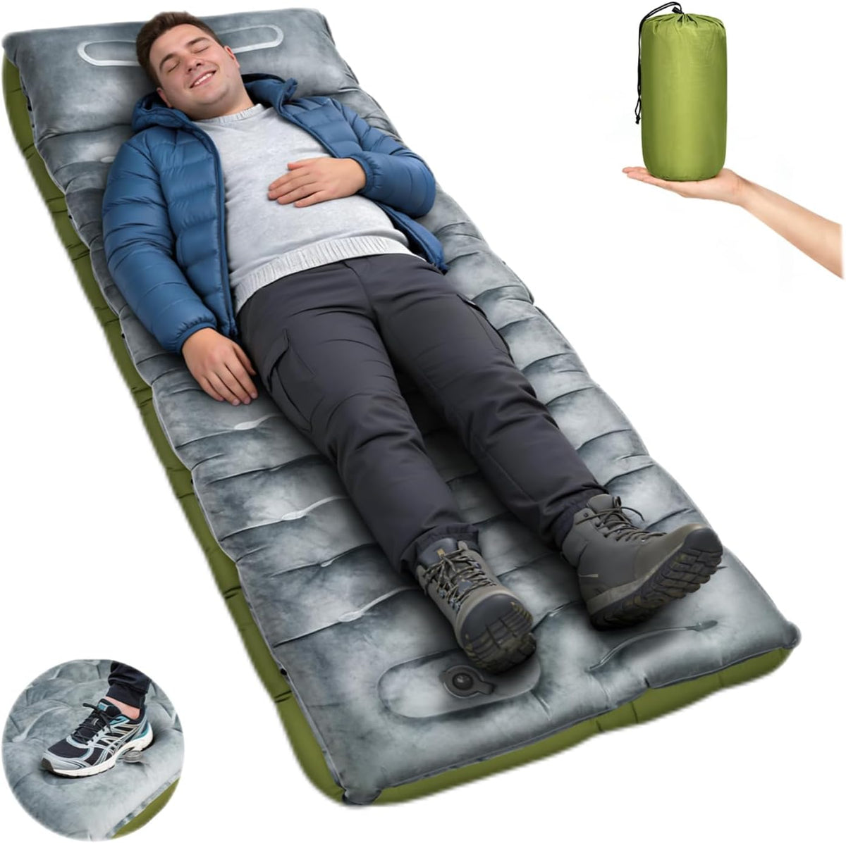 Sleeping Pad for Camping, 6" Velvet Sleeping Mat Self Inflating Camping Pad