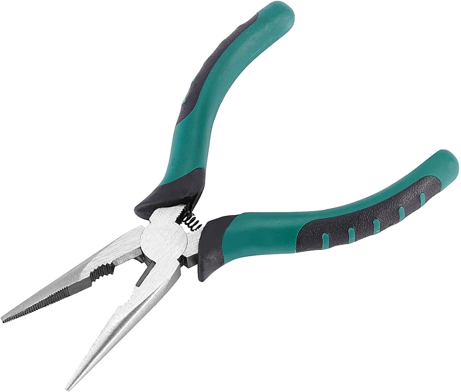 8 PCS 6.3 Inch Spring Needle Nose Pliers, Heavy Duty Steel Nose Side Cutting Pliers Nonslip Rubber Handle Wire Cutter for Crimping Looping Shearing