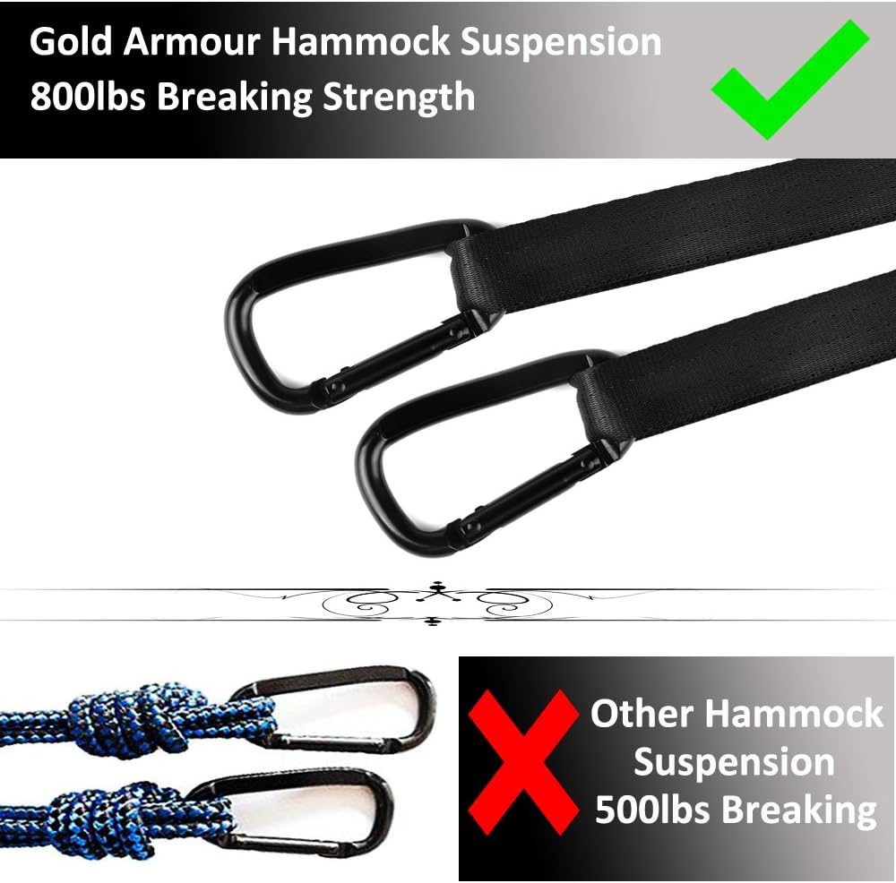 Gold Armour Camping Hammock - XL Double Hammock Portable Hammock Camping Accessories Gear for Outdoor Indoor with Tree Straps, USA Based Brand (Fuchsia and Pink)