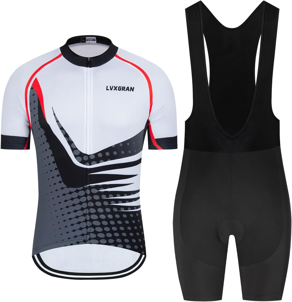 Men's Cycling Jersey Sets Road Bike Jersey Bibs + Shorts with 20D Gel Pad MTB Riding Clothing Kit