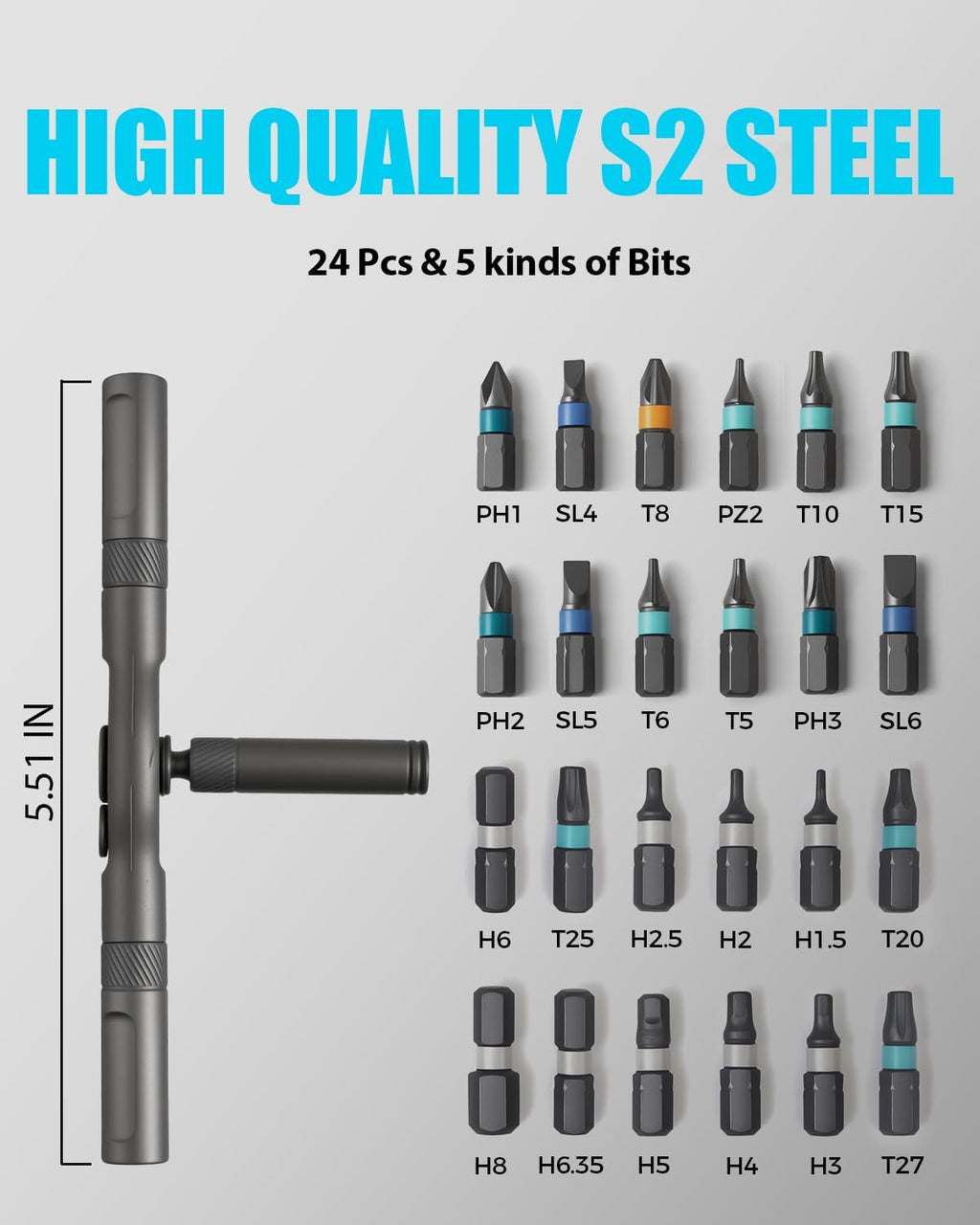 VMAN Ratchet Screwdriver Set, magnetic Screwdriver sets, S2 Steel Bits, DIY Combination Flexible Shaft, Suitable for Furniture Assembly, Precision Electrical Appliance Repair, Bicycle Tools